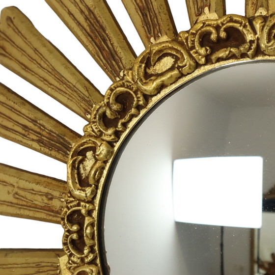 Image 1 of Large Wooden Sunburst Mirror Sunburst Mirror