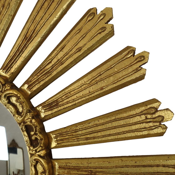 Image 1 of Large Wooden Sunburst Mirror Sunburst Mirror