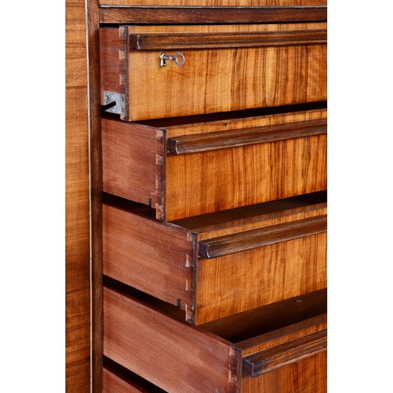 Image 1 of Vintage Art Deco walnut bookcase sideboard, Czechoslovakia 1920