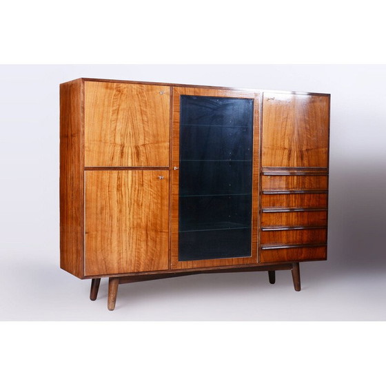 Image 1 of Vintage Art Deco walnut bookcase sideboard, Czechoslovakia 1920