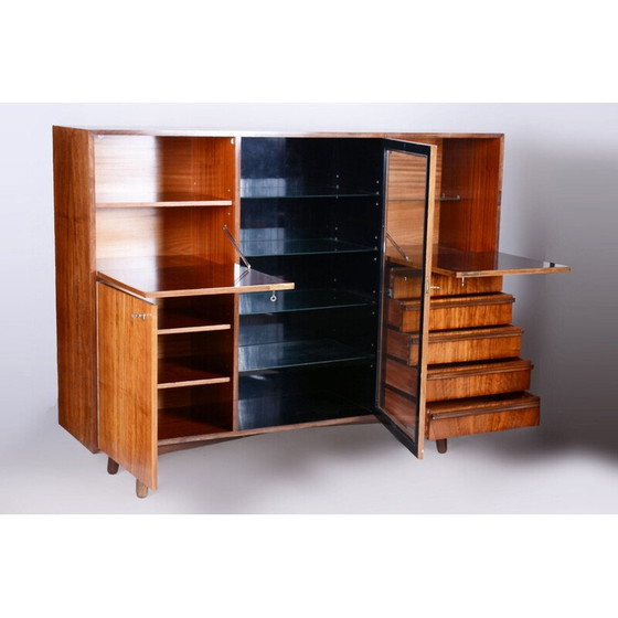 Image 1 of Vintage Art Deco walnut bookcase sideboard, Czechoslovakia 1920