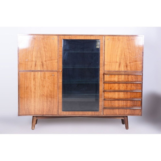 Image 1 of Vintage Art Deco walnut bookcase sideboard, Czechoslovakia 1920