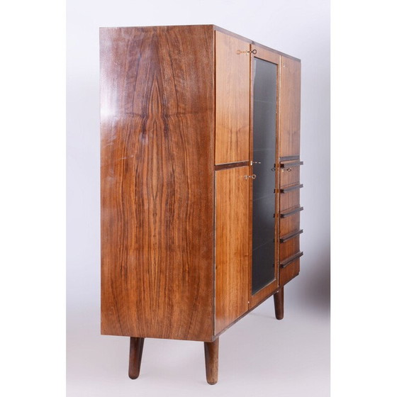 Image 1 of Vintage Art Deco walnut bookcase sideboard, Czechoslovakia 1920