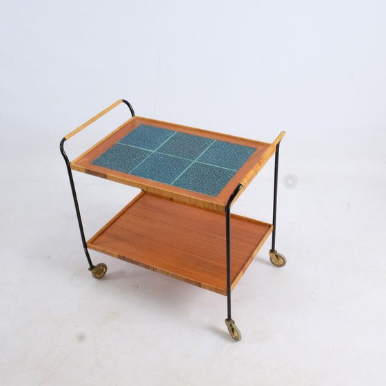 Image 1 of Carrello da tè vintage in ceramica e ghisa, Germania 1950