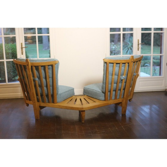 Image 1 of Vintage 2-seater sofa in solid oak by Guillerme et Chambron for Votre Maison, 1970