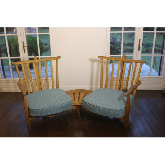 Image 1 of Vintage 2-seater sofa in solid oak by Guillerme et Chambron for Votre Maison, 1970