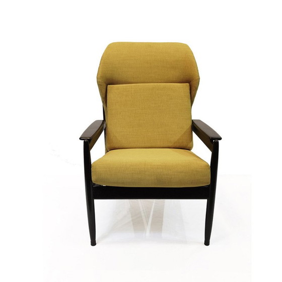Image 1 of Vintage wood armchair with dedar fabric