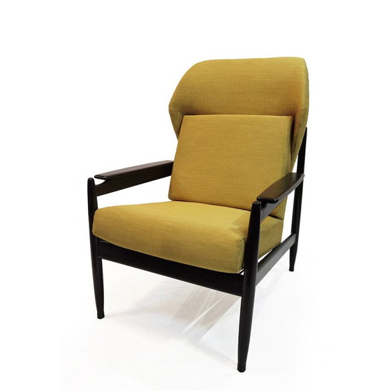 Image 1 of Vintage wood armchair with dedar fabric