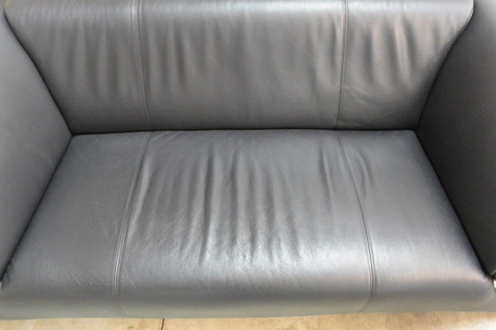 Image 1 of Blue black leather Rolf Benz 322 designer sofa