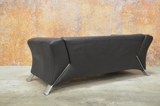 Image 1 of Blue black leather Rolf Benz 322 designer sofa