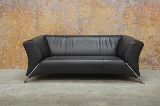 Image 1 of Blue black leather Rolf Benz 322 designer sofa