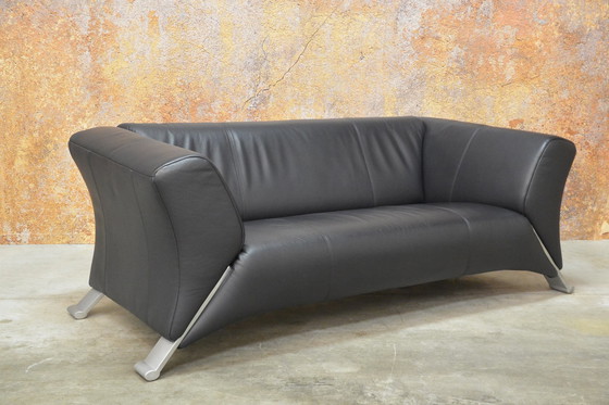 Image 1 of Blue black leather Rolf Benz 322 designer sofa