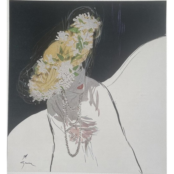 Image 1 of Vintage fashion illustration by René Grau for Gilbert Orcel, 1947
