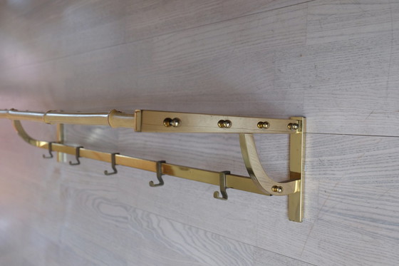 Image 1 of Set wall coat rack hat rack umbrella stand brass bamboo vintage 80cm aEb