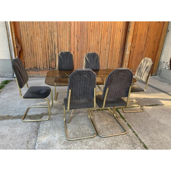 Image 1 of Vintage Italian dining set in brass and glass, 1970s