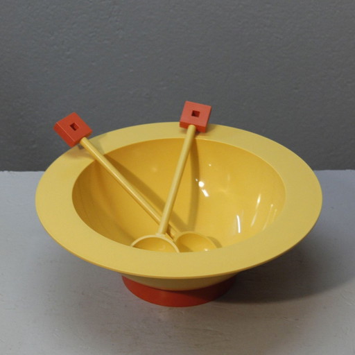 Euclid" Salad Bowl & Cutlery Design Michael Graves Pour Alessi 1980S Memphis