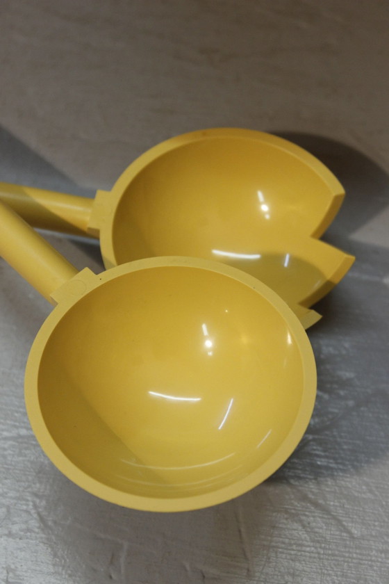 Image 1 of Euclid" Salad Bowl & Cutlery Design Michael Graves Pour Alessi 1980S Memphis