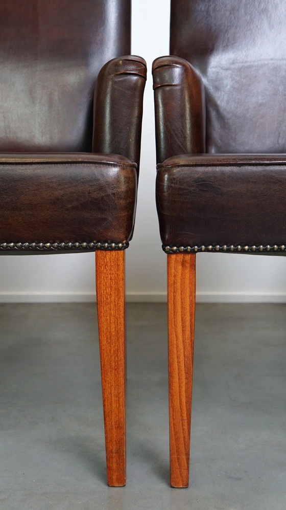 Image 1 of 4 x Sheep leather dining chair with low armrests