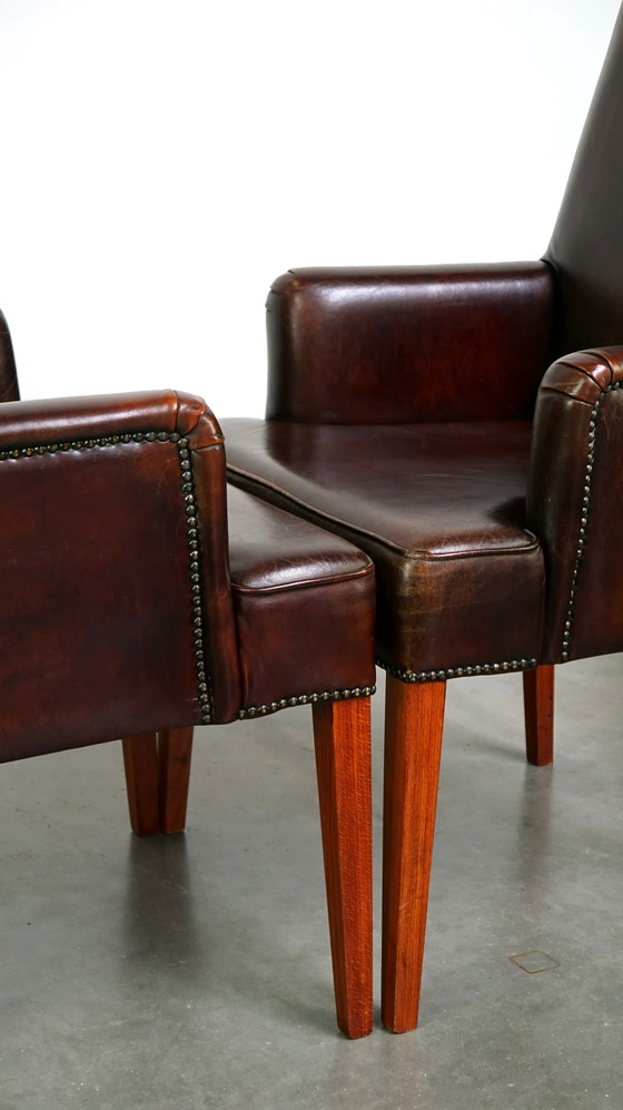 Image 1 of 4 x Sheep leather dining chair with low armrests