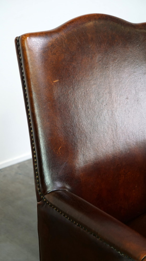 Image 1 of 4 x Sheep leather dining chair with low armrests