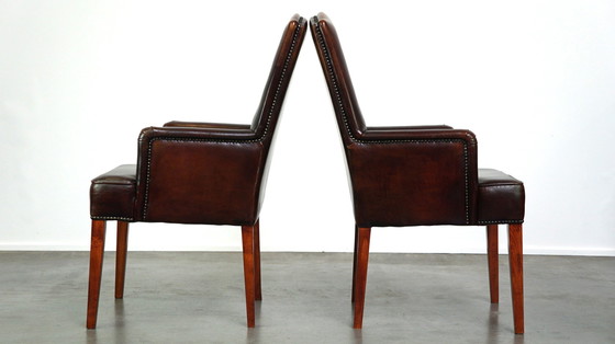 Image 1 of 4 x Sheep leather dining chair with low armrests