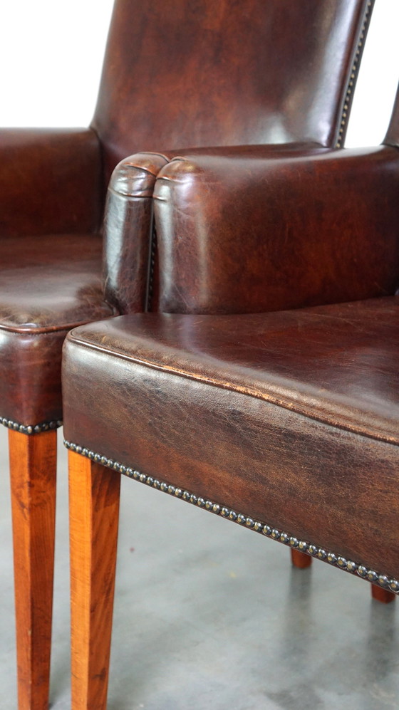 Image 1 of 4 x Sheep leather dining chair with low armrests