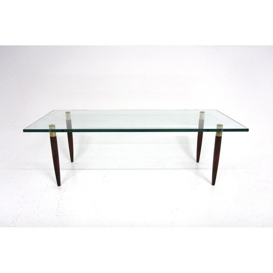 Image 1 of Vintage beech and glass coffee table, Sweden 1970