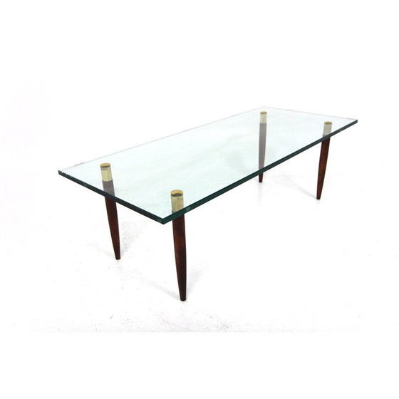 Image 1 of Vintage beech and glass coffee table, Sweden 1970