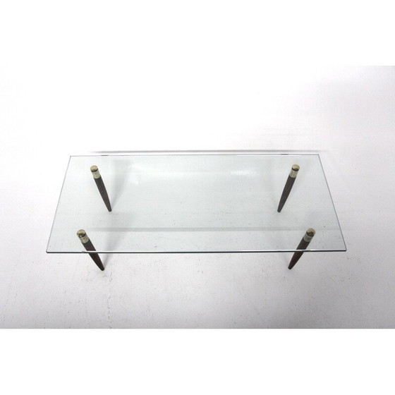 Image 1 of Vintage beech and glass coffee table, Sweden 1970