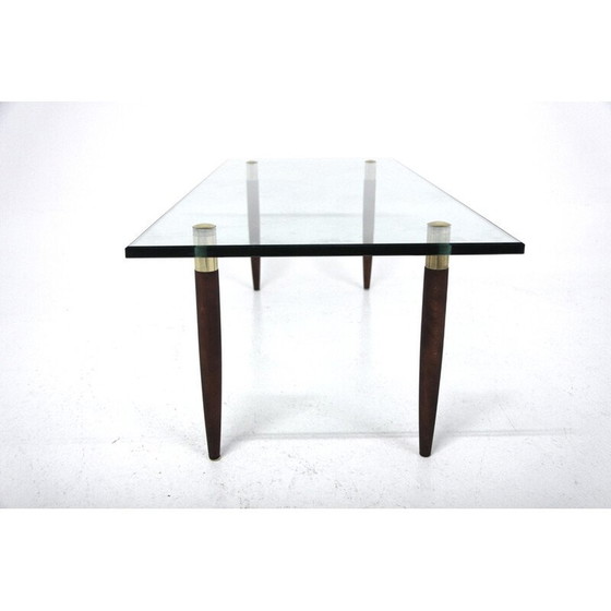 Image 1 of Vintage beech and glass coffee table, Sweden 1970