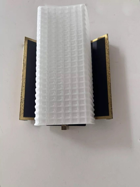 Image 1 of Lampada da parete vintage, opalino e ottone, Francia 1950