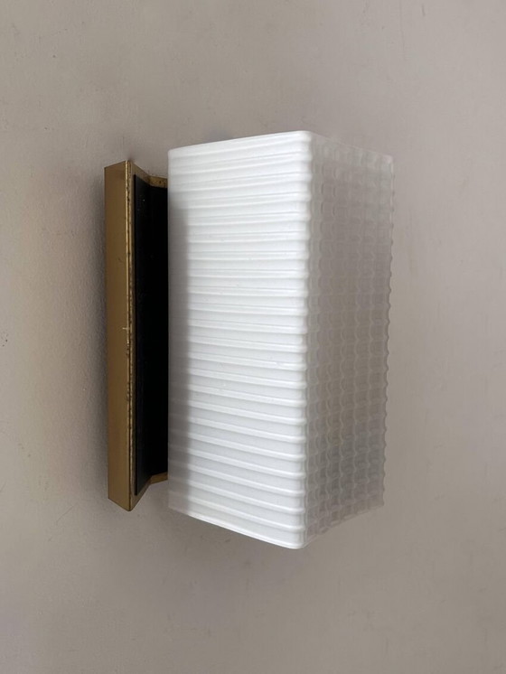 Image 1 of Lampada da parete vintage, opalino e ottone, Francia 1950