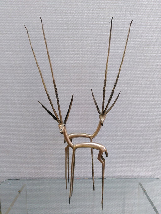 Large Brass Gazelle Couple