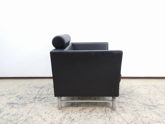 Image 1 of Knoll International Fauteuil en cuir véritable Ettore Sottsass rouge/noir Fauteuil design