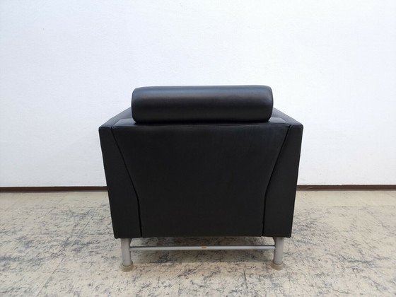 Image 1 of Knoll International Fauteuil en cuir véritable Ettore Sottsass rouge/noir Fauteuil design