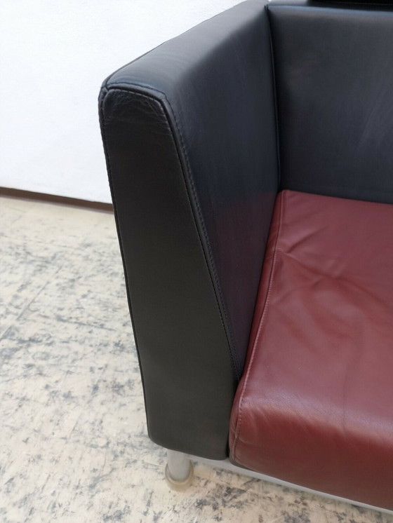 Image 1 of Knoll International Fauteuil en cuir véritable Ettore Sottsass rouge/noir Fauteuil design