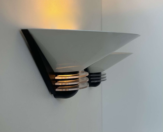 Image 1 of Coppia di applique vintage, metallo laccato bianco, Francia 1980