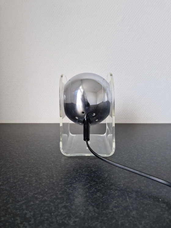 Image 1 of Vintage Eyeball Chrome Table Lamp Plexiglass 60s 70s