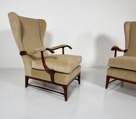 Image 1 of Mid-Century Modern Pair Of Paolo Buffa Armchairs, 1950S - New Upholstery