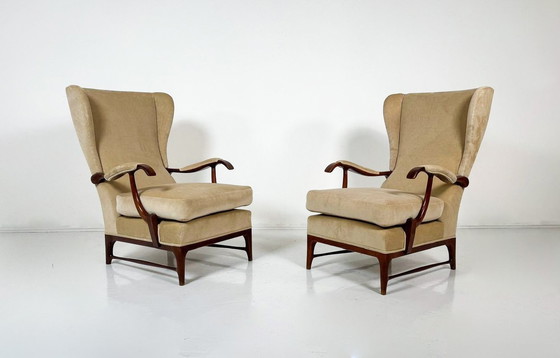 Image 1 of Mid-Century Modern Pair Of Paolo Buffa Armchairs, 1950S - New Upholstery