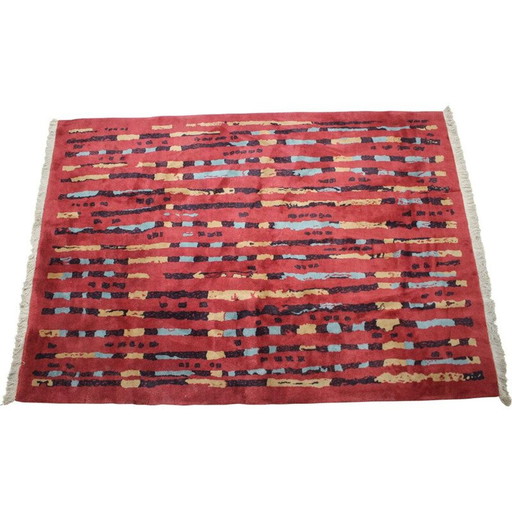 Vintage abstract wool rug, Czechoslovakia 1940