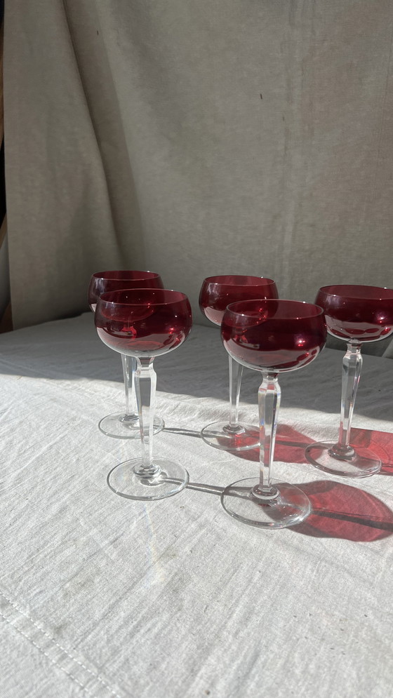 Image 1 of 5x burgundy red fall st lambert glasses