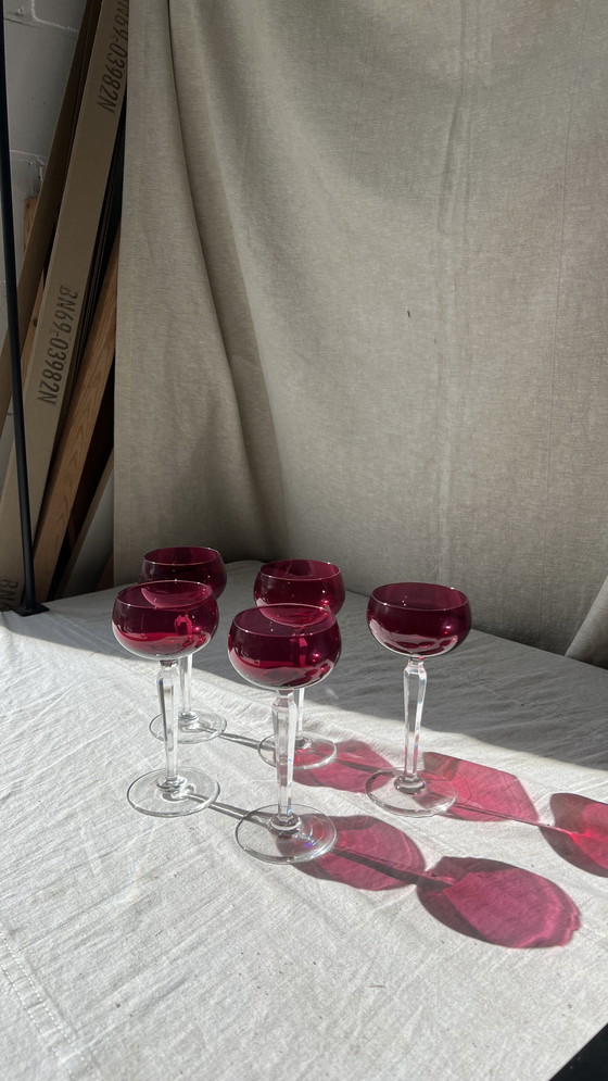 Image 1 of 5x burgundy red fall st lambert glasses