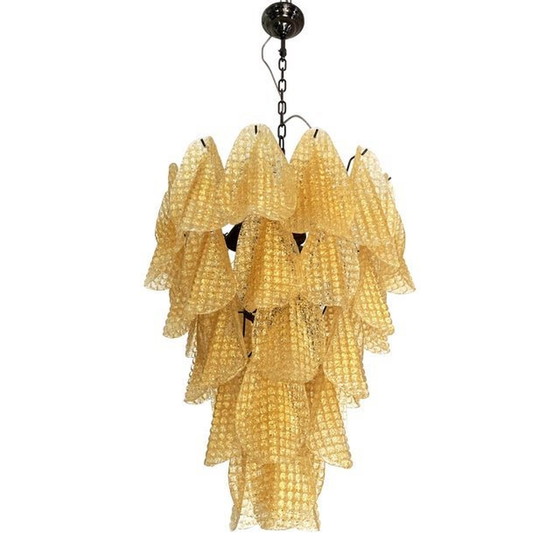 Image 1 of Contemporary "Rondine" Murano Glass Gold Cascade Sputnik Chandelier