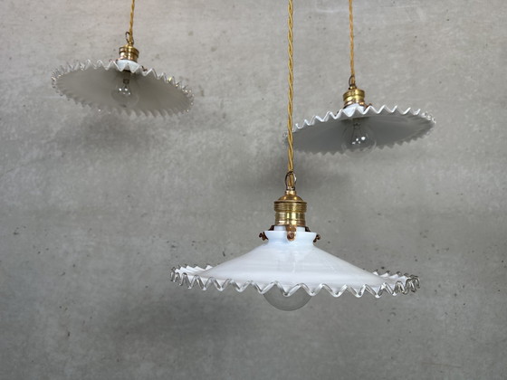 Image 1 of 5X Opaline Collared Lamps