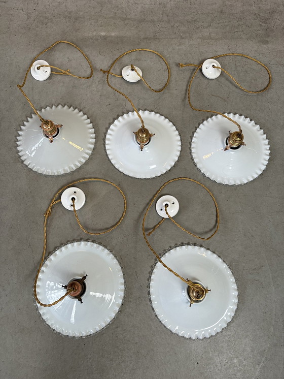 Image 1 of 5X Opaline Collared Lamps