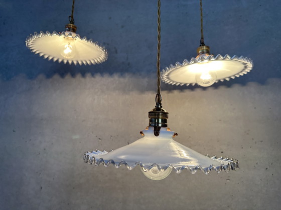 Image 1 of 5X Opaline Collared Lamps