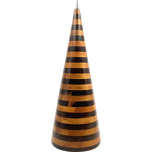 Vintage conical wood sculpture by Salmistraro, Italy 1970s
