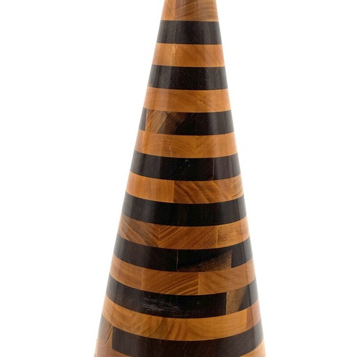 Vintage conical wood sculpture by Salmistraro, Italy 1970s
