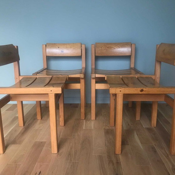 Image 1 of Set di 4 sedie vintage in pino "Trybo" di Edvin Helseth, Norvegia 1960
